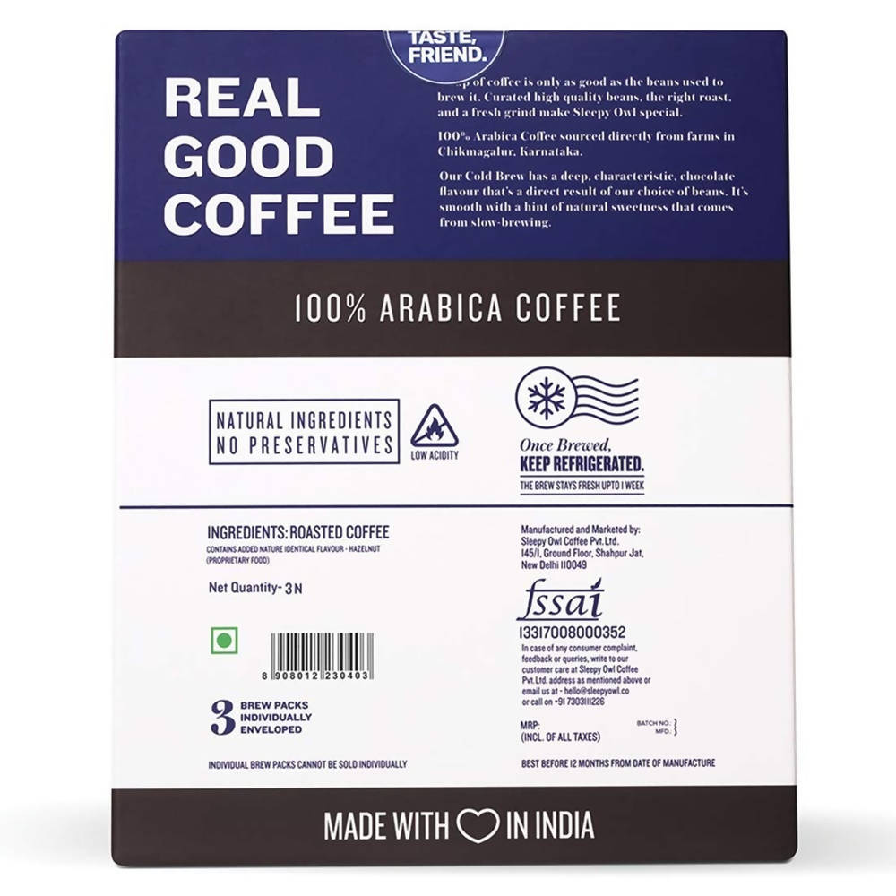 Sleepy Owl Hazelnut Cold Brew Coffee - Set of 3 Pack